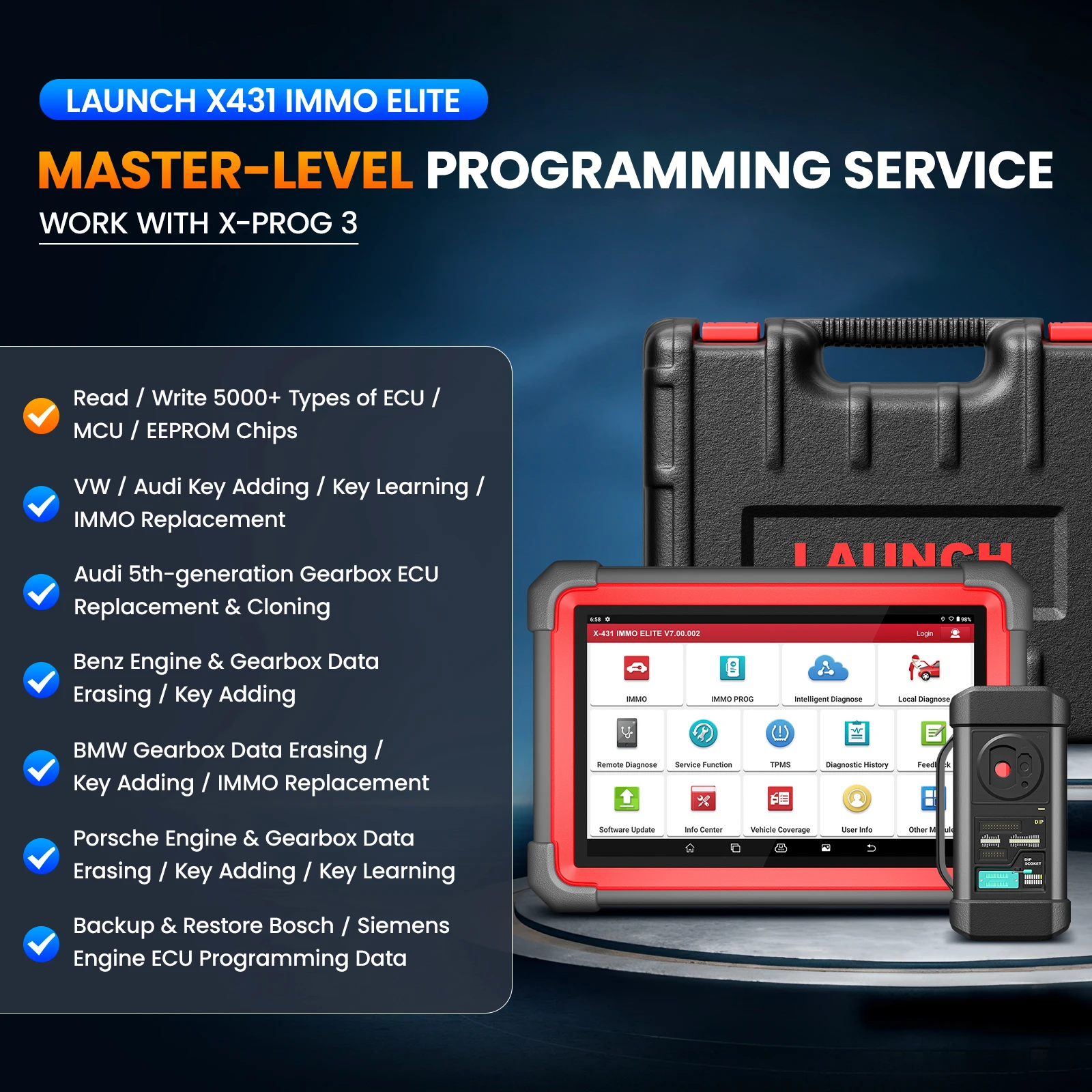 Launch X431 IMMO Elite Key Programming Tools Automotive Professional Diagnostic Tools All Key Lost Immobilizer pk IMMO Plus