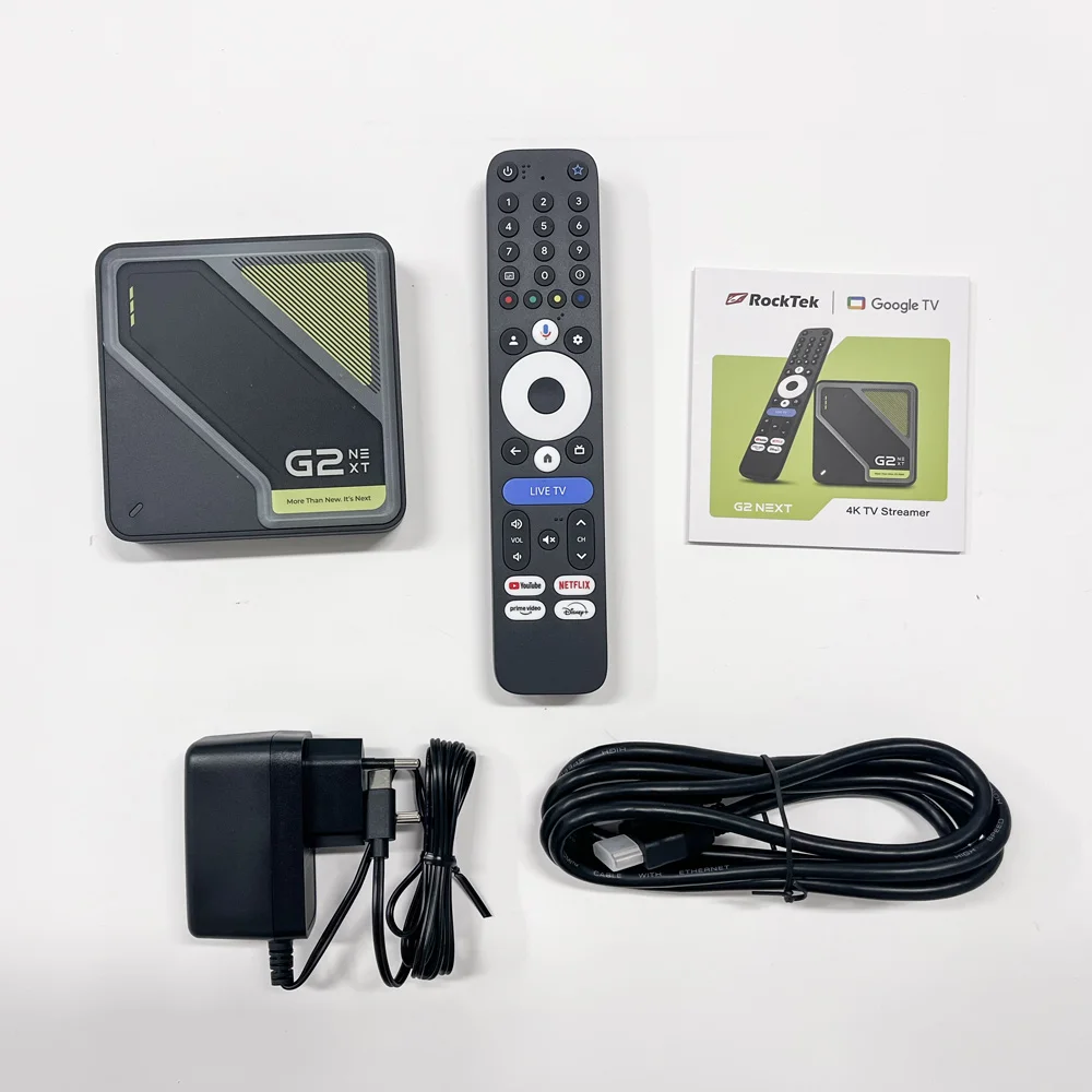 RockTek Google TV Box Netflix Google Certified 4GB 64GB S905X5M-J Support Dolby Atmos Vision Wifi6 1000M LAN Androidtv Box