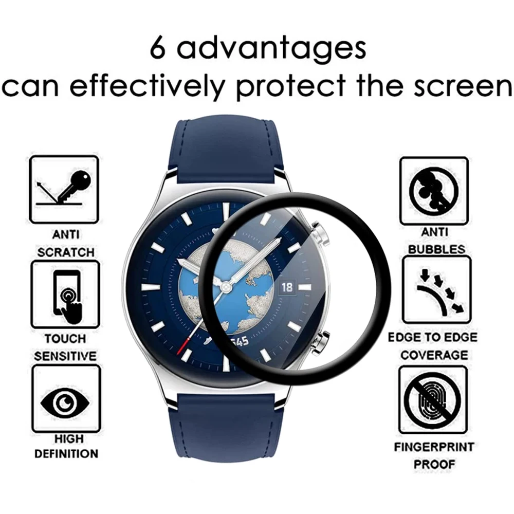 1/3/5pcs 3D Curved Composite Film For Honor Watch GS3 Smart Watch Screen Protector Full Film Not Glass