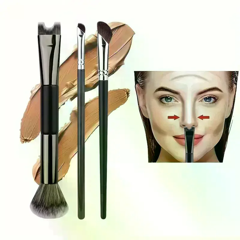 U-Shaped Dual Head Makeup Brush Nose Contour Brushes Set Eyeshadow Contour Face Brush For Precise Nose Sculpting Makeup Tools