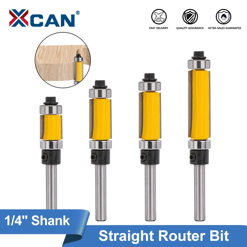 

Прямая фреза XCAN с хвостовиком 1/4 ''для деревообрабатывающих инструментов, верхний и нижний подшипник, двойной подшипник, отделочная фреза, фреза
