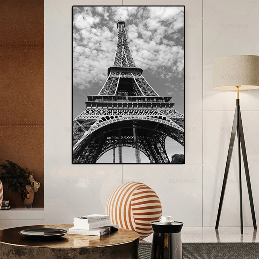 

Black and White Art Painting Eiffel Tower Canvas Posters and Prints Artwork Wall Art Pictures Cuadros for Living Room Home Decor