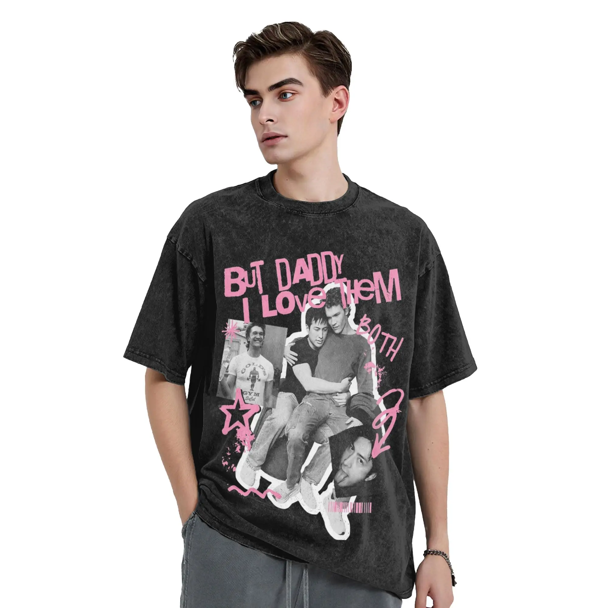 Washed T Shirts heated rivalry but daddy i love him Hip Hop Casual T-Shirts Oversize Streetwear Summer Tee Shirt for Men Women