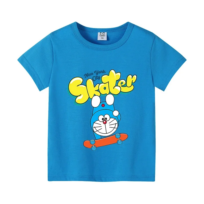 Doraemon New T-shirt for Children Cute Cartoon Clothes Fashion Anime Figure Print Clothing Top Kids Color Cotton Summer Tee Gift