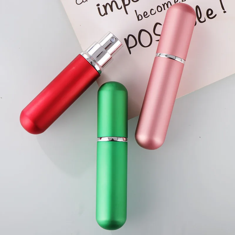 1pc  5ml Mini Portable Glass Perfume Bottle Travel Aluminum Spray Atomizer Refillable Empty Parfume Sprayer