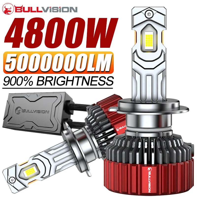 

Bullvision G5 H7 H4 H1 H8 H9 H11 9005 HB3 9006 HB4 9012 HIR2 Светодиодная лампа для автомобильных фар CANBUS 4800W 5000000LM Противотуманные фары 6000K Лампа