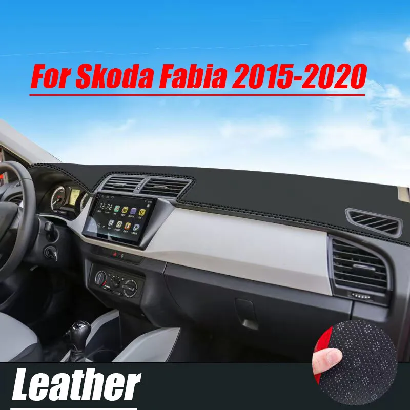 

For Skoda Fabia 2015-2020 Leather Dashboard Dash Protector Pad Mat Cover Black