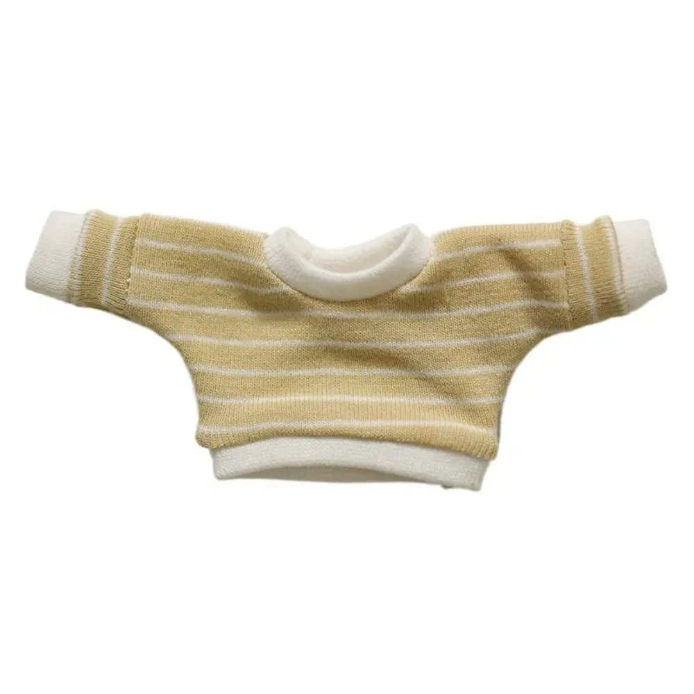 Ropa de muñeca de algodón, camiseta interior a rayas, ropa de muñeca de felpa de Color sólido, Sudadera con capucha de estilo de moda de 15cm, ropa para muñeca sin atributos