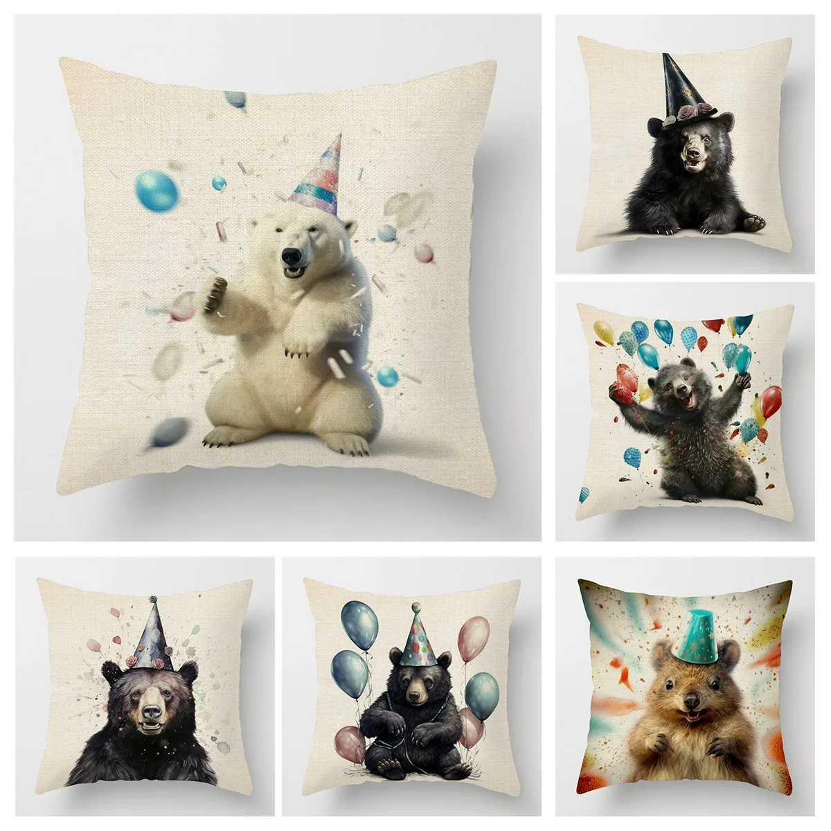 

Универсальная наволочка Four Seasons Ins с мультяшной тематикой животных, чехол для подушки 45x45 см, украшение для дивана, прикроватная тумбочка