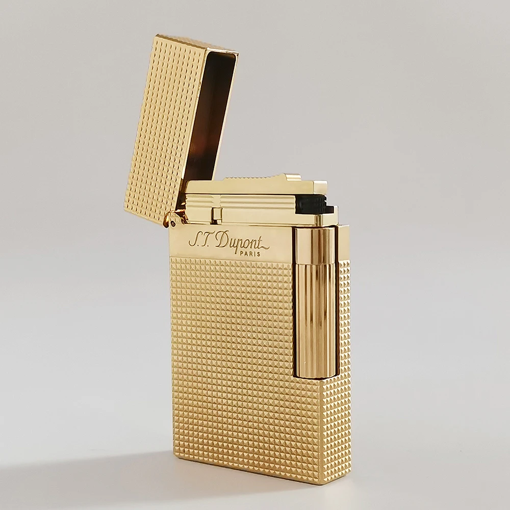 Luxury Metal Lighter Lattice Wide Edge L2 Brand Gas Butane Ping Sound Father's Birthday Collection Dupont Limited Edition