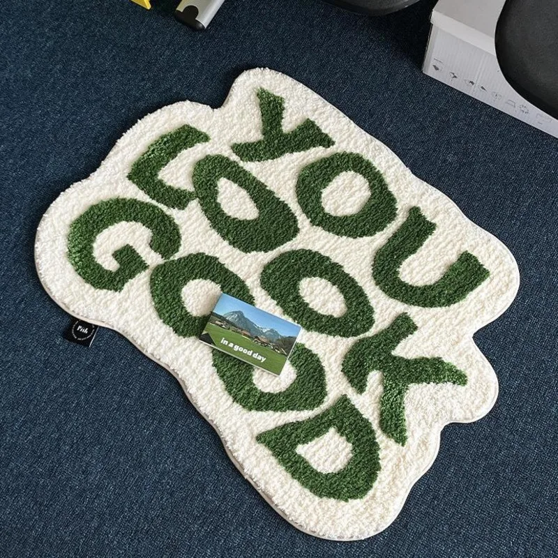 

Non Slip Water Absorb Letter Imitation Cashmere Ins Style Home Decoration Indoor Carpet Floor Mat Bedside Bedroom Room Blanket