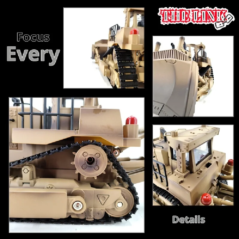 Huina Delin коллатуты с бульдозером инженера D9R Desert Yellow 1:18, многофункциональный пульт дистанционного управления, инженерный автомобиль, подарок