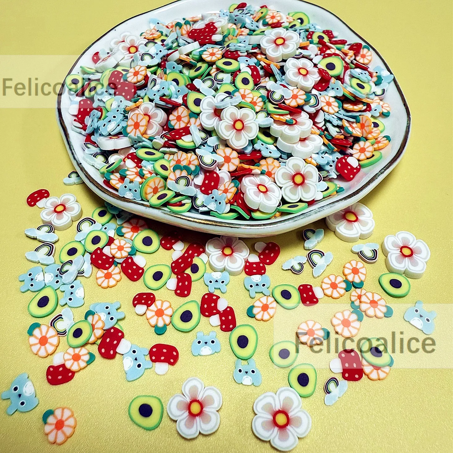 1KG Slime DIY Accessories Toys Mini Clay Sprinkles Strawberry Fruit Slices Fluffy Clear Slime Supplies Gift Toy
