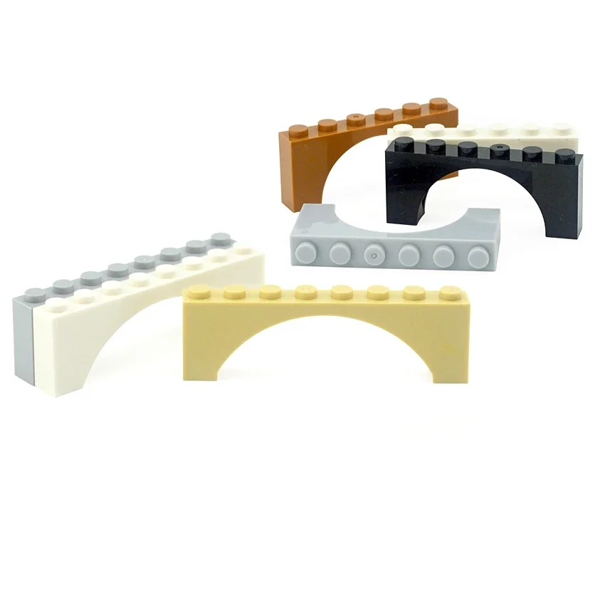 MOC Bricks Arch 1x6x2 Thick Top with Reinforced Underside Assembles Particles Compatible with 3307 15254 12939 Building Blocks