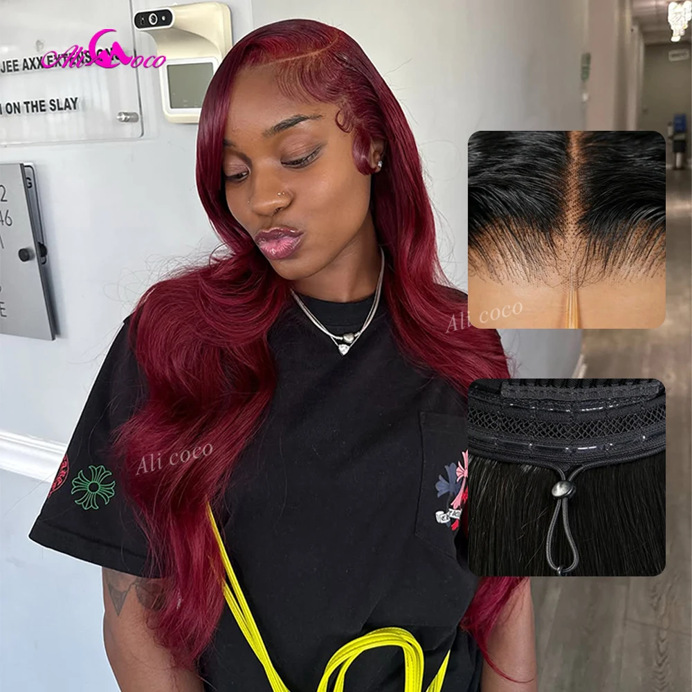 200% Burgundy 13x6 Hd Lace Frontal Drawstring Wig 99J Body Wave Lace Front Human Hair Glueless Wigs 32 Inch Brazilian