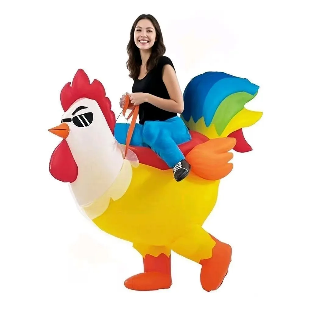 Costume gonflable de coq rouge drôle Parent-enfant Costume gonflable de coq bleu Costume de spectacle accessoires de fête d'halloween