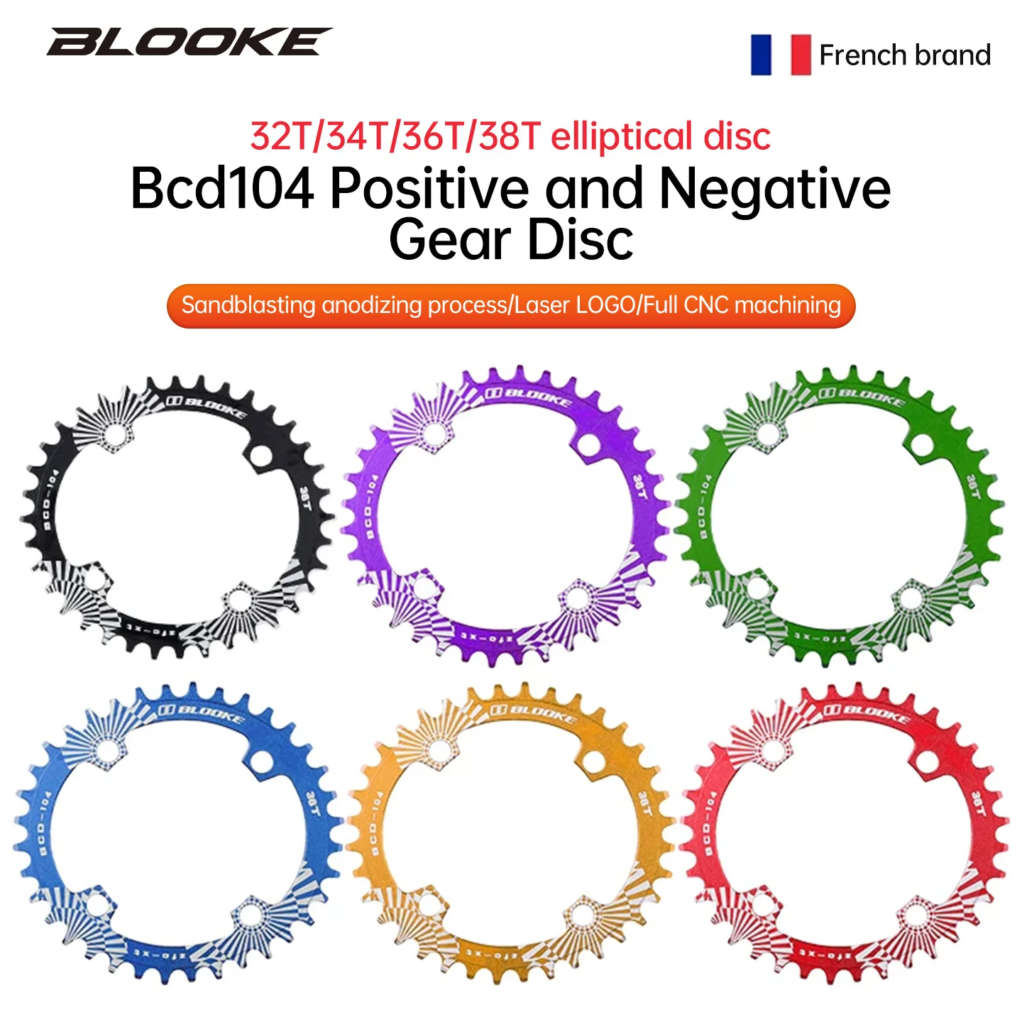 BLOOKE 104 BCD Mountain Bike Chainring Narrow Wide Oval 32T 34T 36T 38T Options Available for Enhanced Pedaling Efficiency
