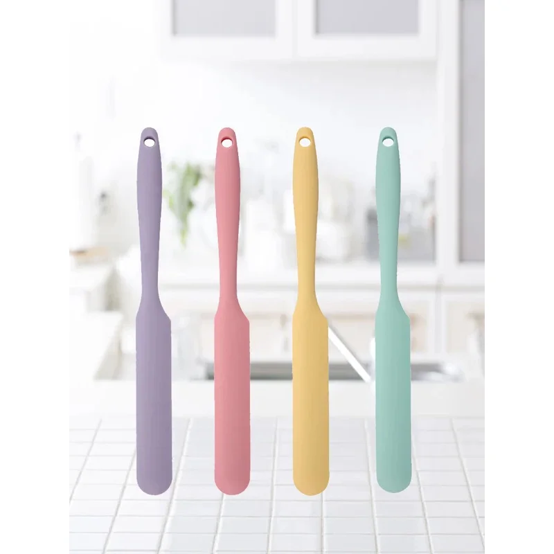 Raspador de crema de silicona de calidad alimentaria, espátula larga todo en uno para pasteles, herramienta de cocina resistente al calor para hornear