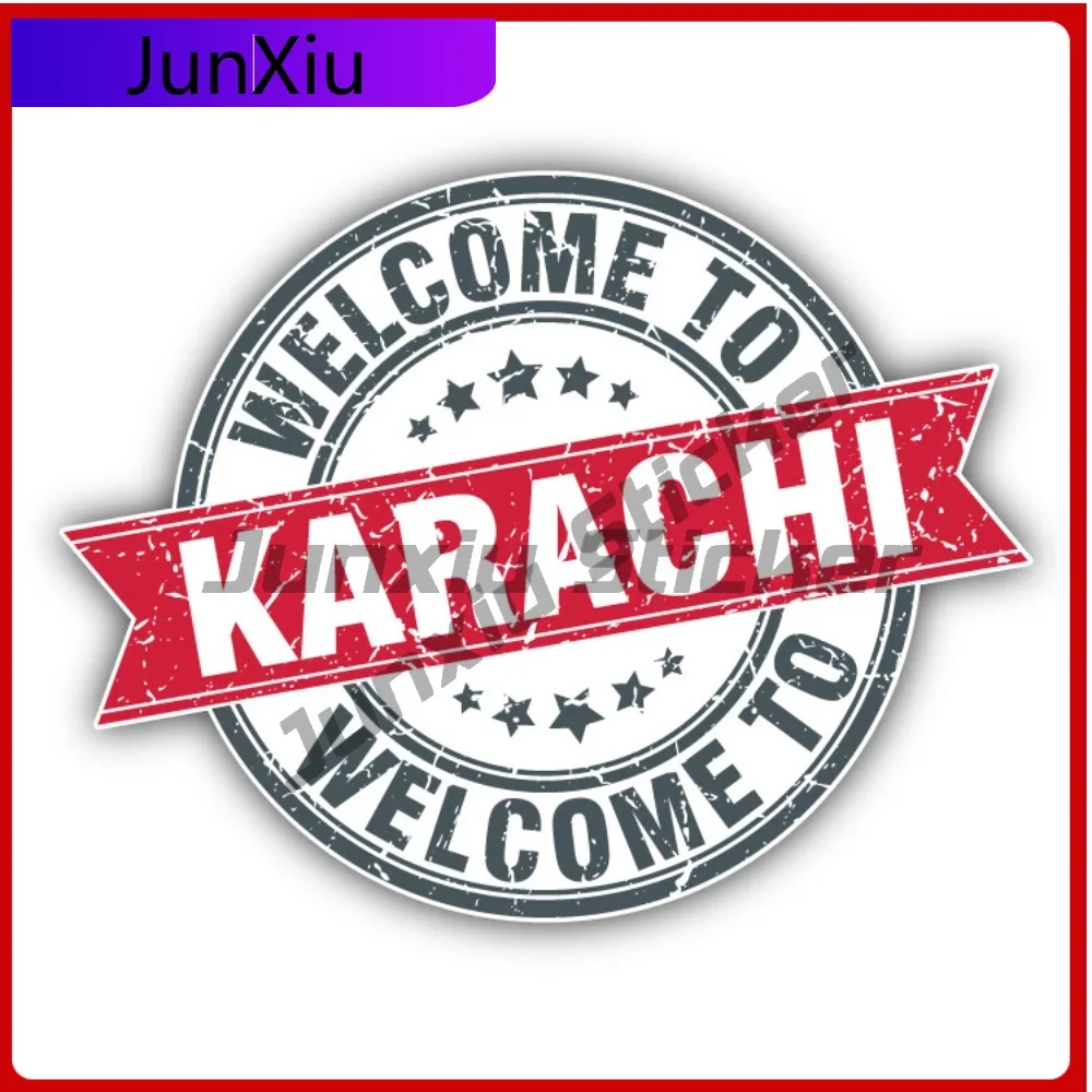 

Karachi Creative Sticker Welcome Travel Stamp Car Decal Bumper Stickers Cute Style Motorcycle Use For Vehicle Exterior Decora