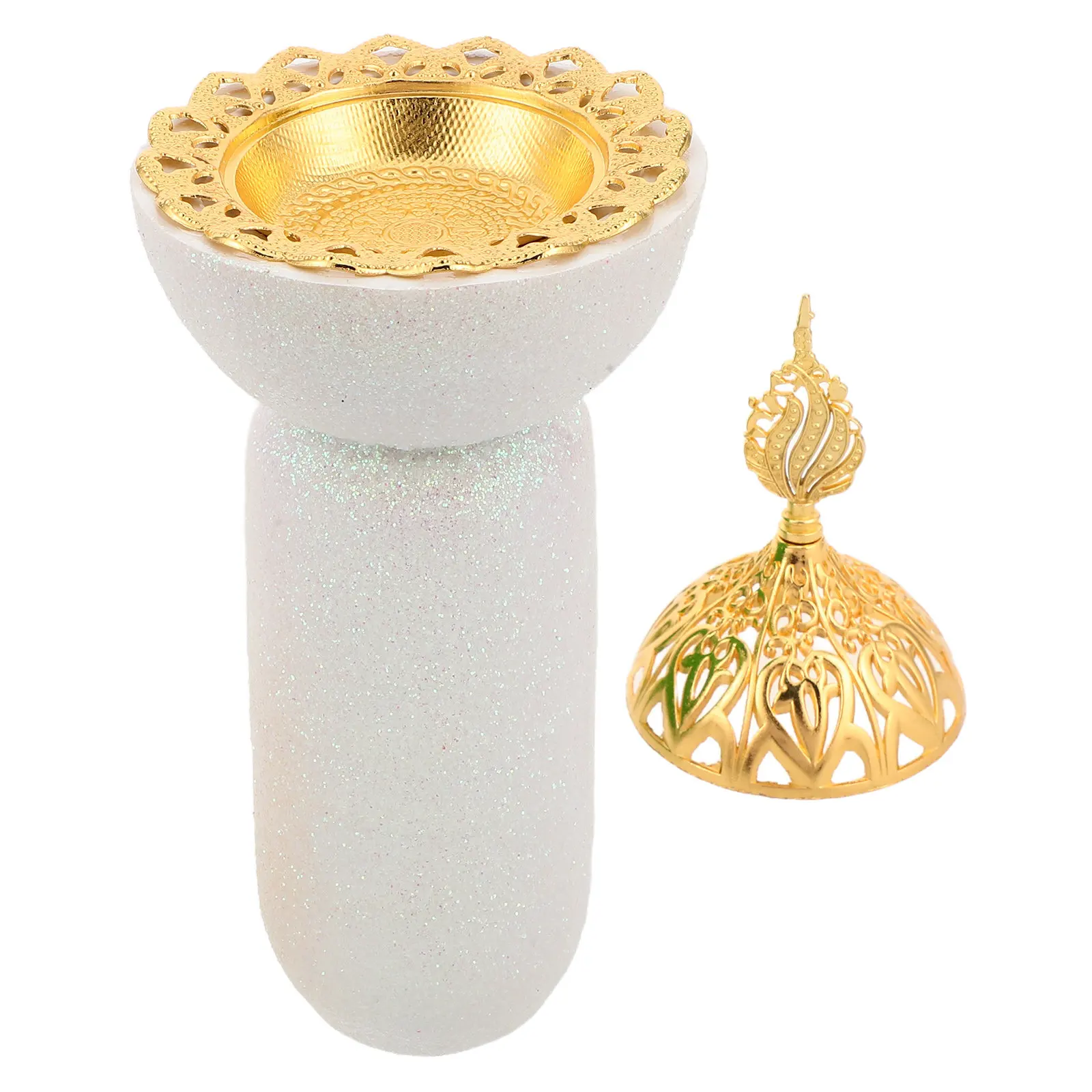 Portable White Frankincense Resin Incense Burner Arabic Bukhoor Holder for Meditation Yoga Spa Aromatherapy Office Home Aroma