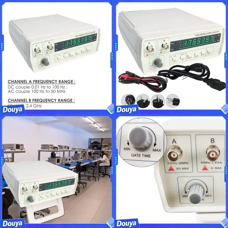 2.4GHz Digital Frequency Counter Meter | High Precision 0.01Hz-2.4GHz Signal Generator Tester | 110V/220V Dual Voltage