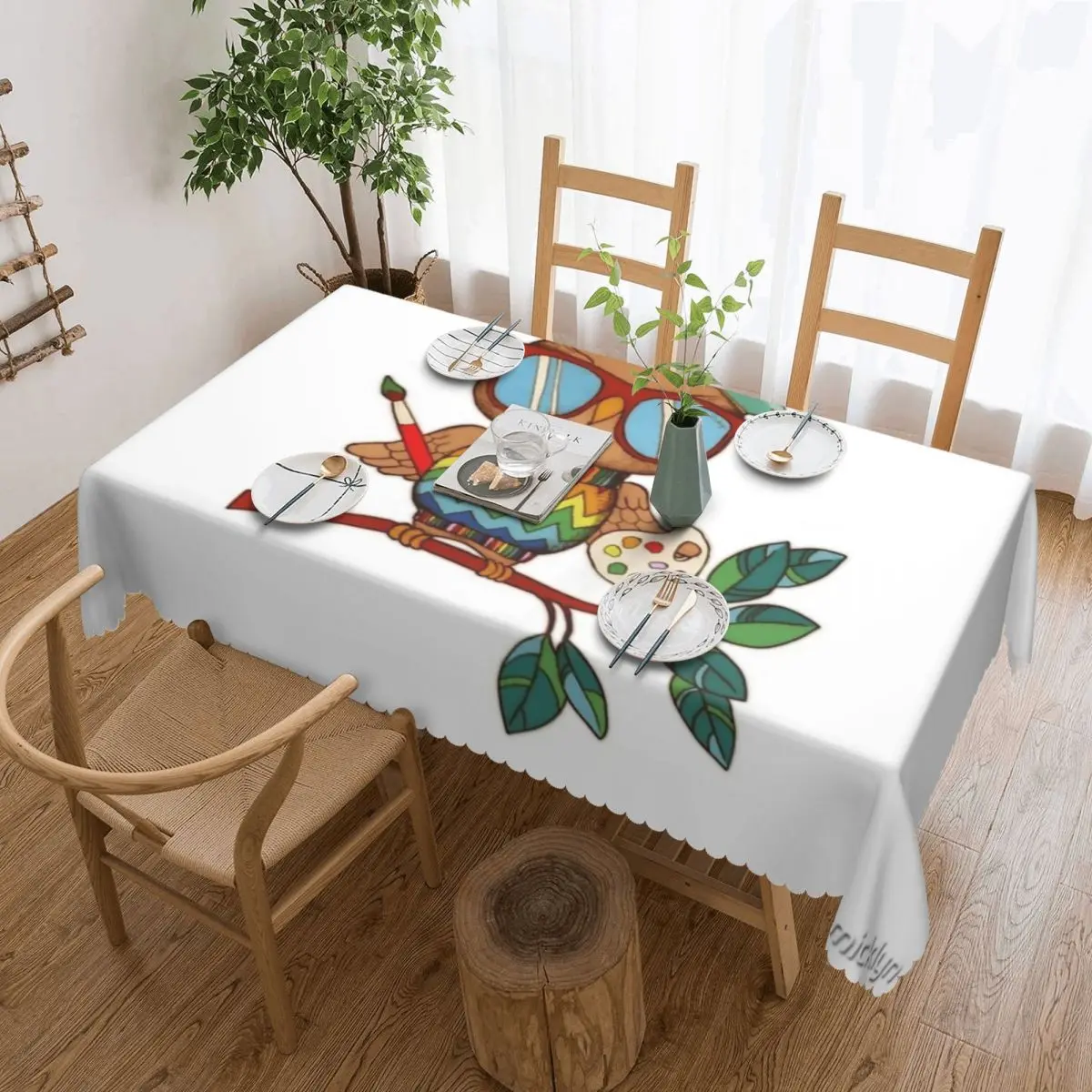 

Little Wise Artist Tablecloth 54x72in wrinkle resistant Decorative Border Indoor/Outdoor