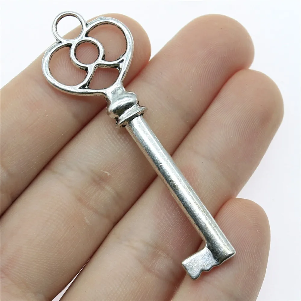 WYSIWYG 3pcs 60mm 3 Colors Antique Silver Color Antique Bronze Gold Color Key Pendants Vintage Key Pendant Key Pendant Charm