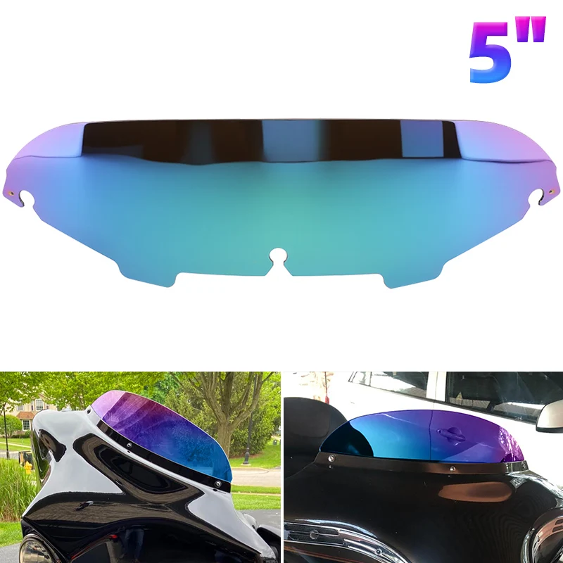 

Motorcycle 5'' Windshield Windscreen Fairing Wind Deflectors For Harley Touring Electra Street Glide Ultra Classic FLHX 96-13