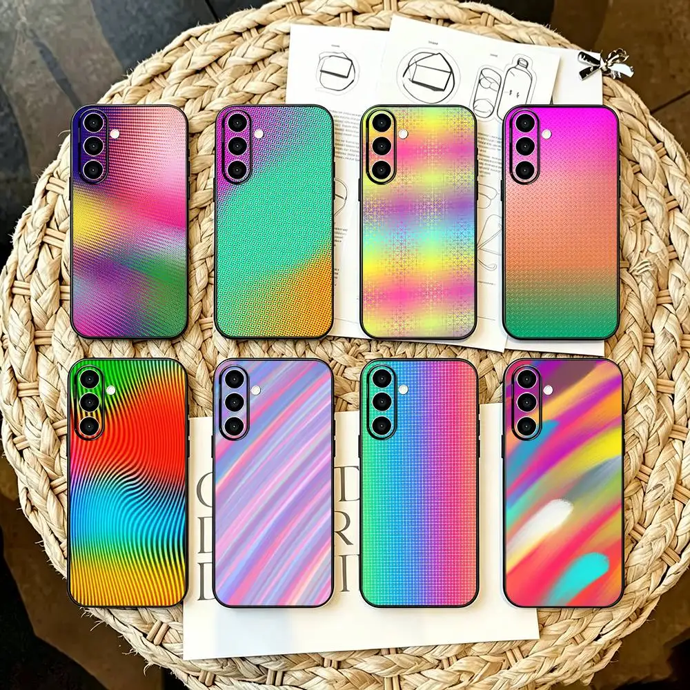 Chromatic Grid Waves Phone Case For Samsung Galaxy A55 A35 A54 A53 A33  A52s A42 A32 A71  Black Cover