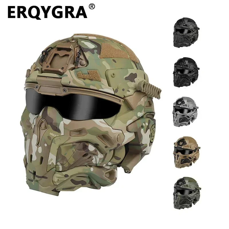 Erqygra-戦術的なアサルトヘルメット,エアソフトアクセサリー,ペイントボールハンティング,アウトドアスポーツ安全装置,射撃トレーニング,保護