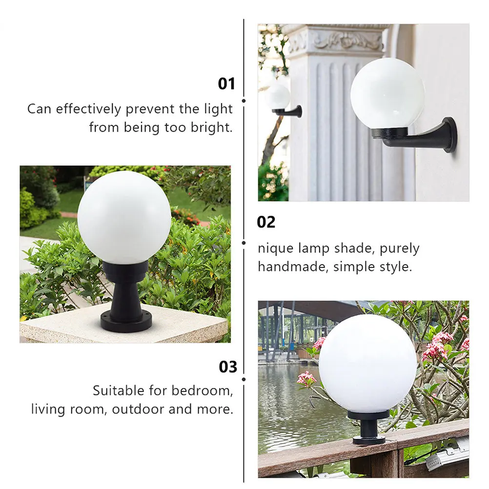 2Pcs Globe Lamp Shade Acrylic Light Cover for Porch Patio Street Lamp Wall Mount Post Light Fixture Replacement Decorative