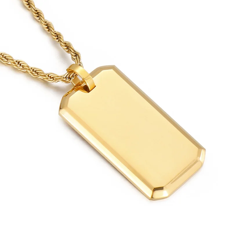 KALEN Military Medal Dog Tag Pendant Necklace Stainless Steel High Polished Jewelry