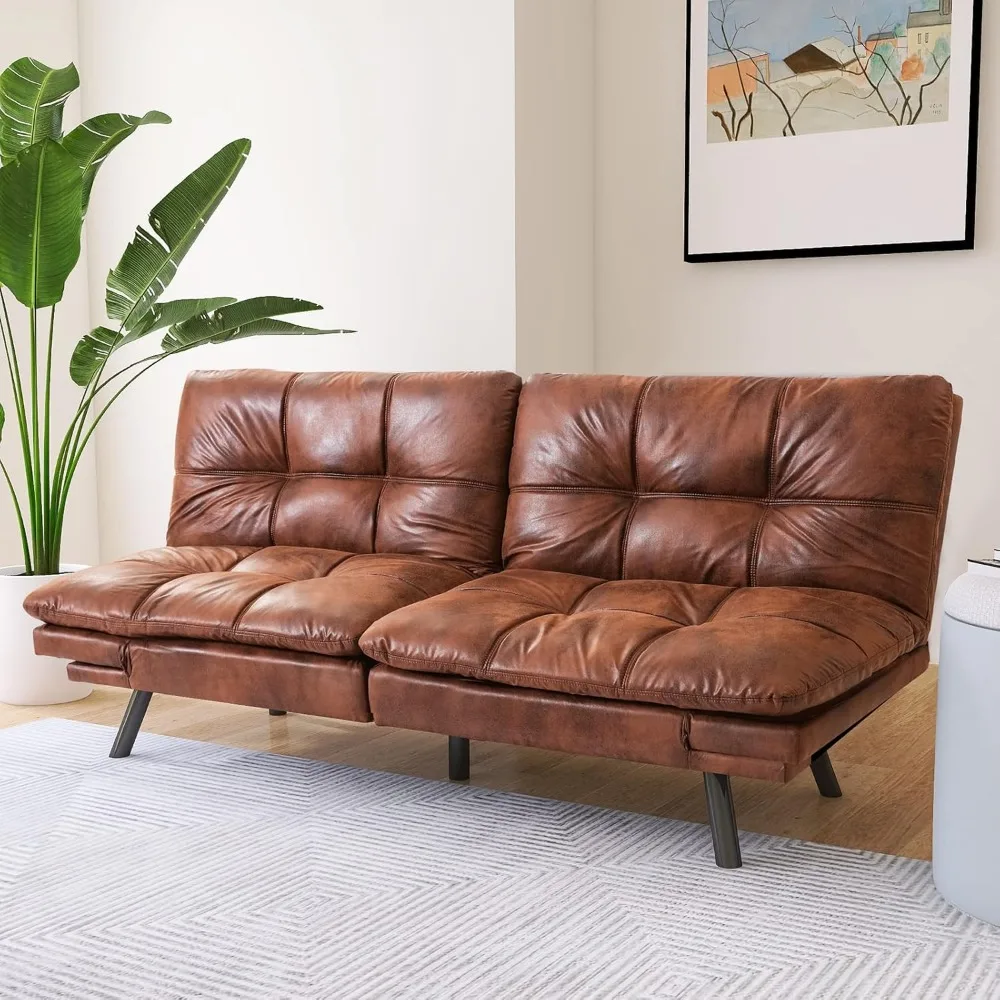 Futon Sofa Bed, Casual Memory Foam Sofa Room, Convertible Double Sofa Seat, Thicker  Bed, 71×33×31.5 inches, Brown