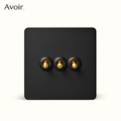 Avoir Retro Light Switch Gold Lever Wall Power Socket pannello in acciaio inossidabile nero Dual Usb Type-c Port Outlet EU French UK Plugs