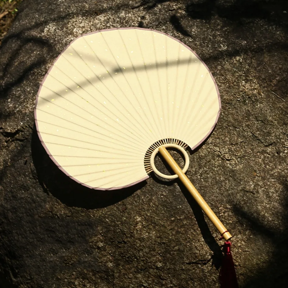 DIY Craft Portable DIY Xuan Paper Fan Handmade Blank Hand Painted Fan Bamboo Handle Classical Japanese Style DIY Fan Dance