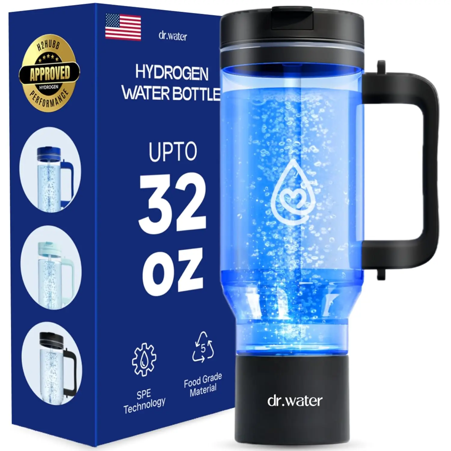 Portable Hydrogen Water Bottle 32 Oz Large Generator Tumbler SPE PEM Technology Daily Hydration Energy H2 Infused Drinking Flask