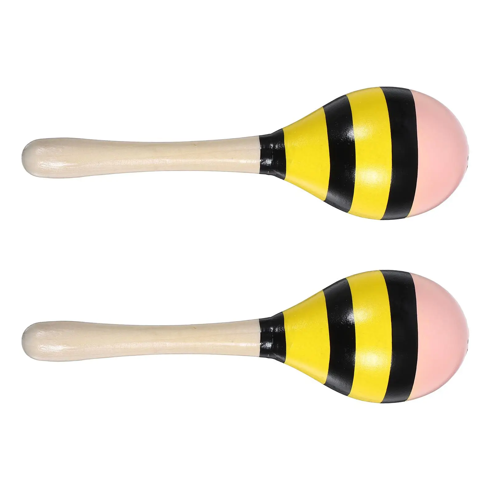 2 Pcs Wooden Maracas Kids Shaker Toddler Toy Musical Instruments Toys Yellow Shakers Child