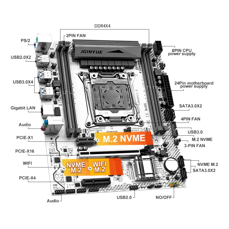 ARGB X99 Gaming Computer LGA 2011-3 XEON Motherboard Intel E5 2620