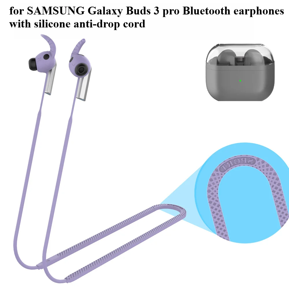 New for SAMSUNG Galaxy Buds 3 Pro Bluetooth Headset with Silicone Anti-drop Cord Hanging Neck Waterproof and Dirt Resistant