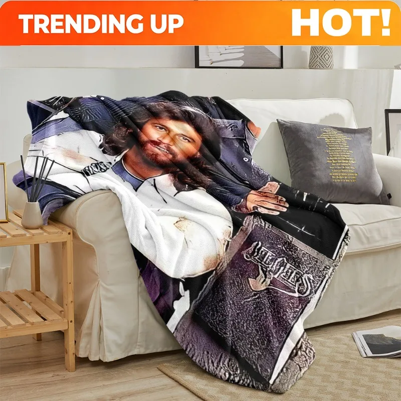 Customize 230GSM High-Definition Printed Blanket Themed Around The British-Australian Pop Band Bee Gees, a Must-Have for Quick W