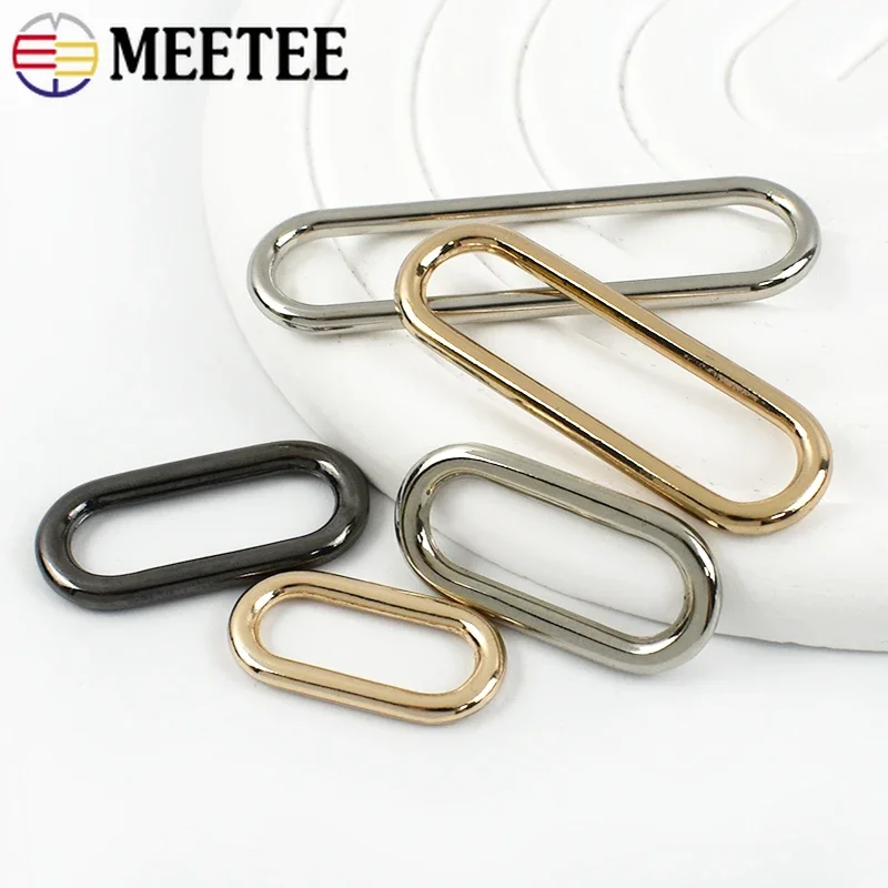 10Pcs Meetee 15-60mm Metal Buckle O Rings Women's Bag Strap Oval Loop Clasp Clothes Adjuster Hook Connector Hardware Accessories