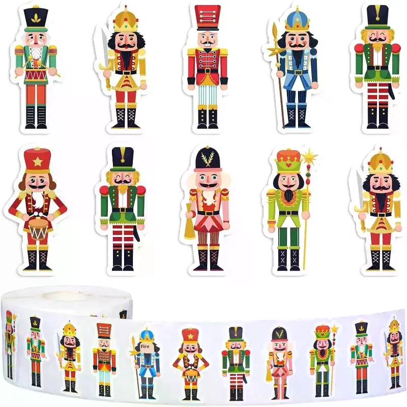 500Pcs Christmas Cartoon Nutcracker King And Soldier Decals Christmas Nutcracker Stickers Cute Stationery Decoration