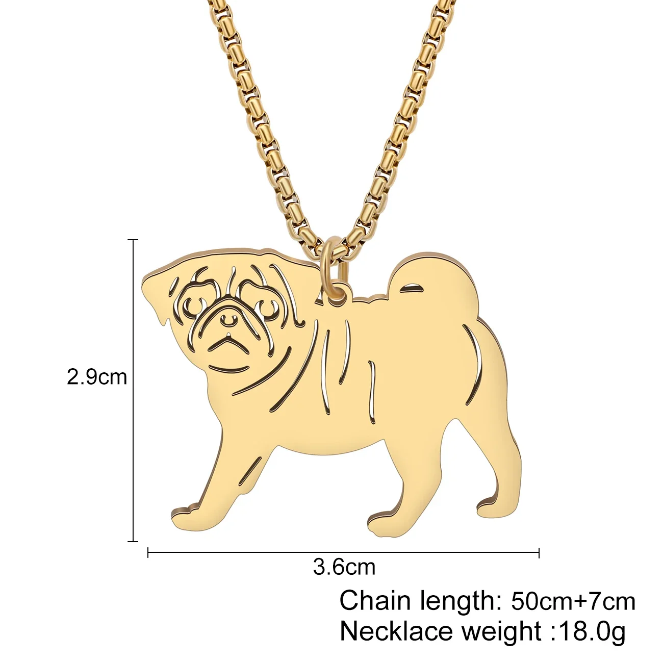 BONSNY Stainless Steel Cute Pug Dog Necklace Chains Doggy Puppy Pendant Jewelry Gifts For Women Girls Kids