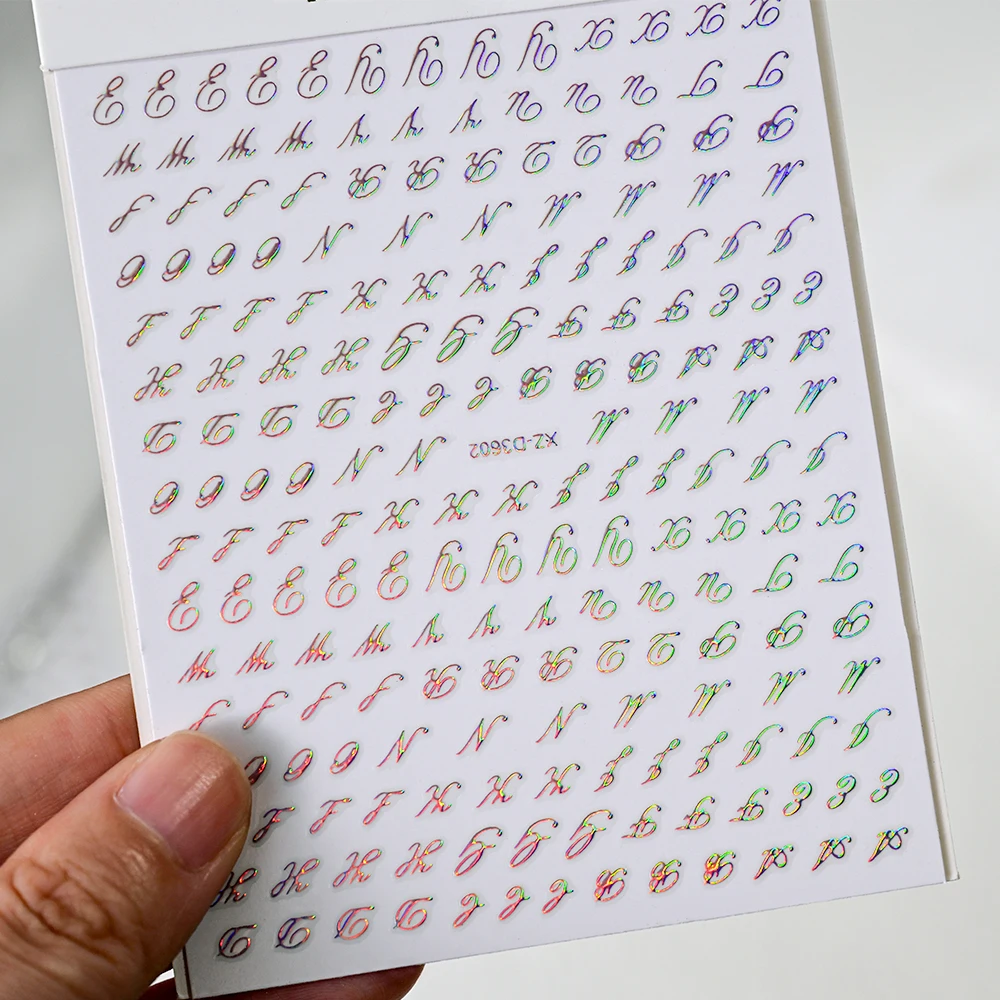 6 pçs/set retro 26 letras do alfabeto etiqueta do prego 3d preto branco carta romana adesivo sliders imprensa em unhas decalques carta inglês