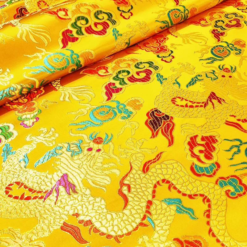 100*75cm Chinese Style Dragon Pattern Brocade Fabric For Sewing DIY Costume Hanfu Cheongsam Dress Kimono Cloth Silk Satin Fabric