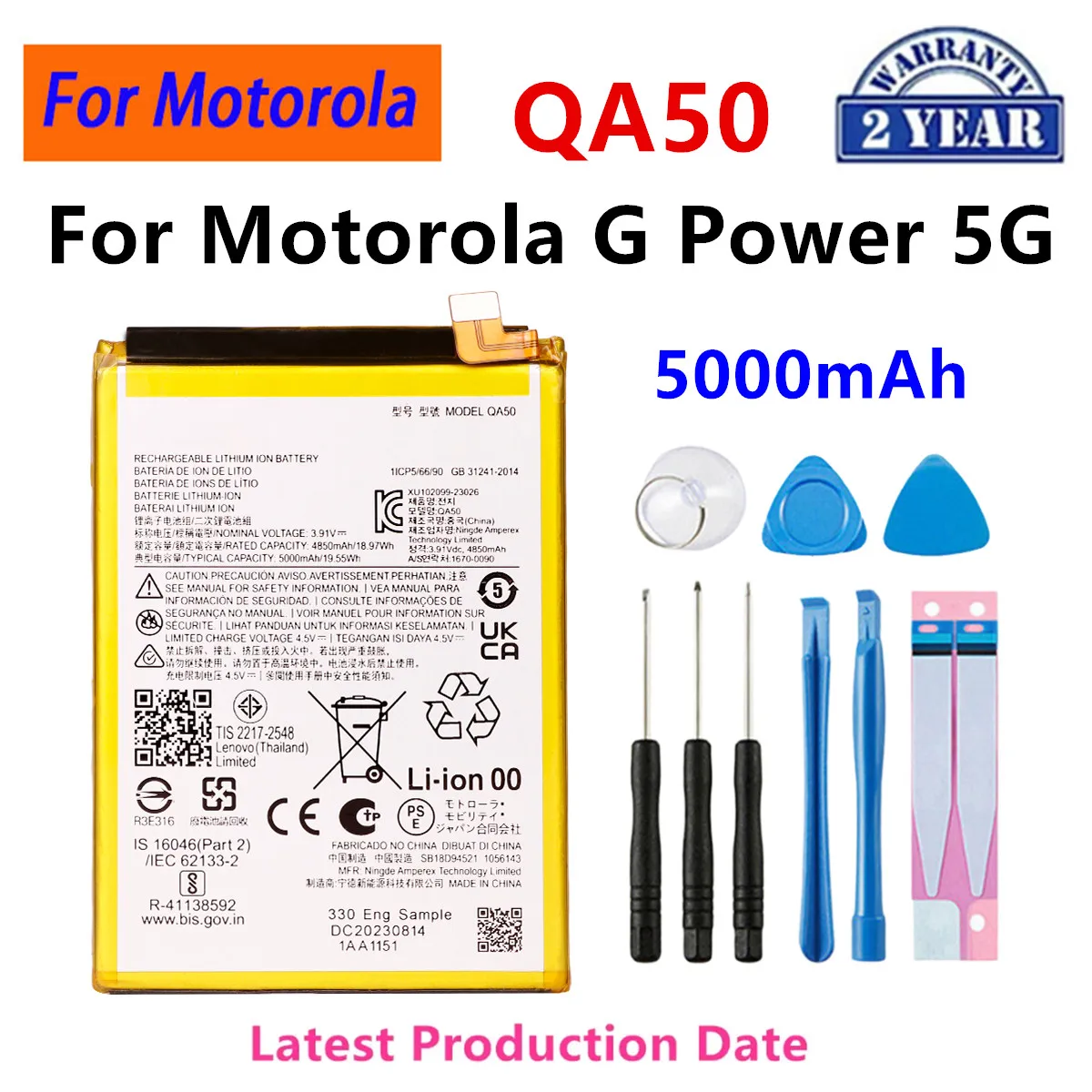 

Совершенно новый аккумулятор QA50 5000 мАч для Motorola G Power 5G 2024, аккумуляторы для мобильных телефонов + инструменты