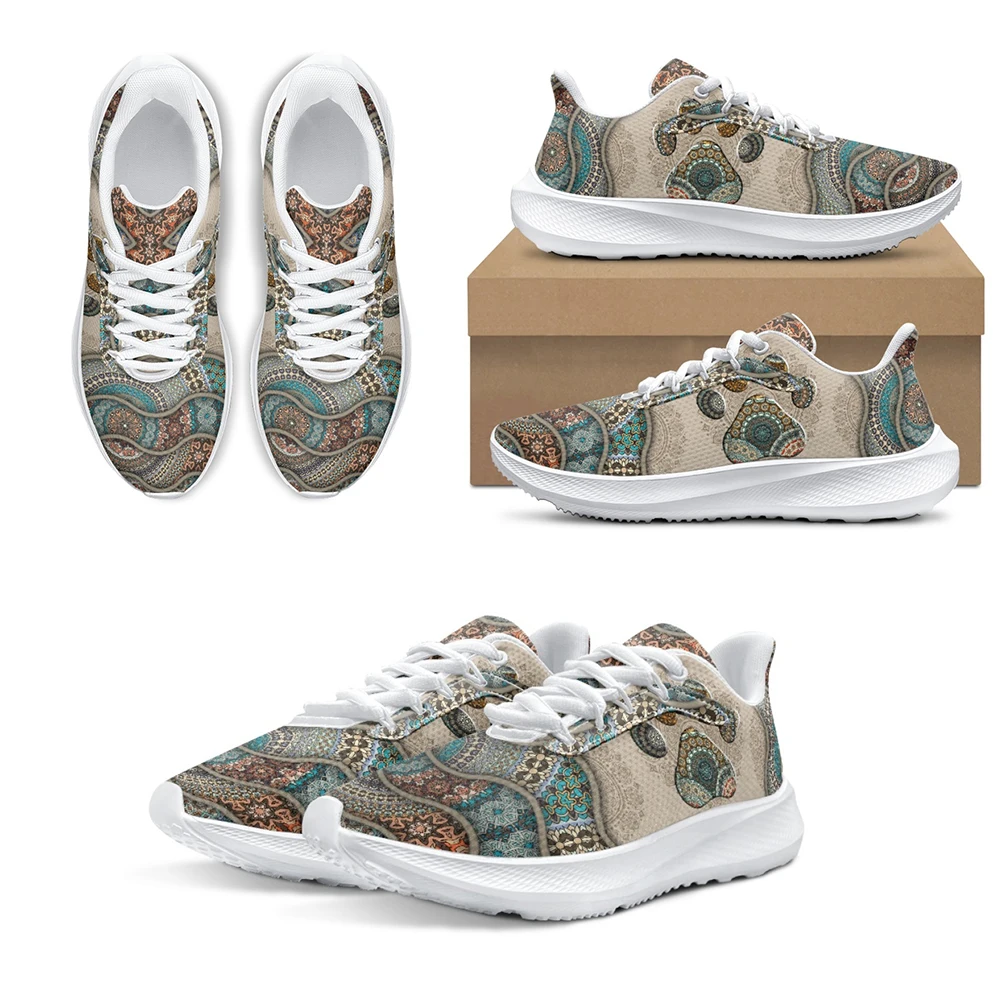 

Женские кроссовки INSTANTARTS в богемном стиле с принтом «Собачья лапа», на шнуровке, удобные кроссовки для бега на открытом воздухе, мужская обувь с подушкой