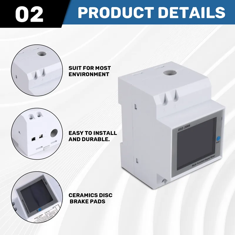Din Rail AC Monitor 6IN1 250-450V 100A Voltage Current Power Factor Active KWH Electric Energy Frequency Meter VOLT AMP-A23R