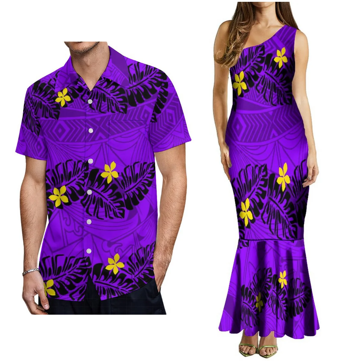 Samoa Features Vintage Women'S Polynesian Dress Women'S Tight Mermaid Maxi Dress Fiji Tribe Custom Couple Suit Men'S Shirt