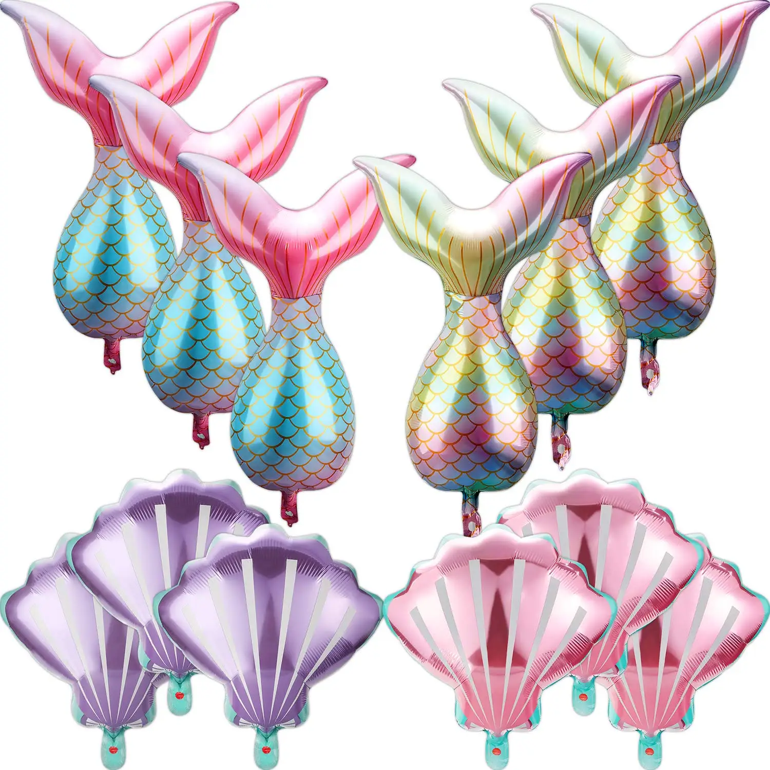 

12pcs Mermaid Tail Sea Shells Balloon Garland Arch Accessories Helium Foil Balloons for Kids Birthday Party Baby Shower Decor